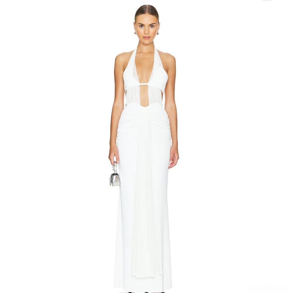 NBD Ilta Maxi Dress in White Elegant White Halter Maxi Dress
